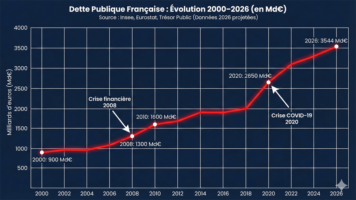 Courbe dette France 2000-2026